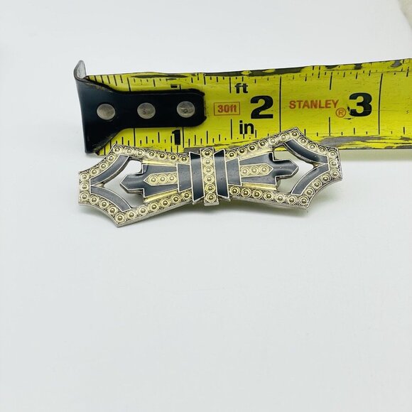 Vintage Art Deco Bar Pin Gold Tone Black Enamel Classic Career Cosplay LARP - Picture 6 of 6